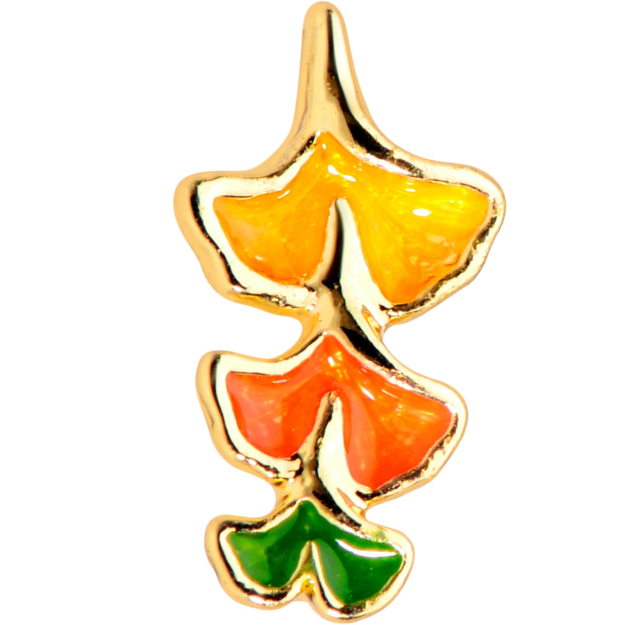 BodyCandy 16G 1/4 Gold Tone Autumn Leaves Fall Cartilage Tragus — detail close-up
