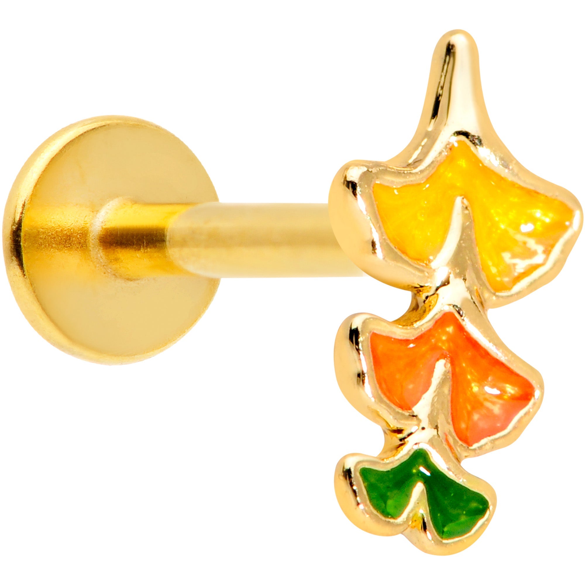 BodyCandy 16G 5/16 Gold Tone Autumn Leaves Fall Labret Monroe Tragus — main product shot
