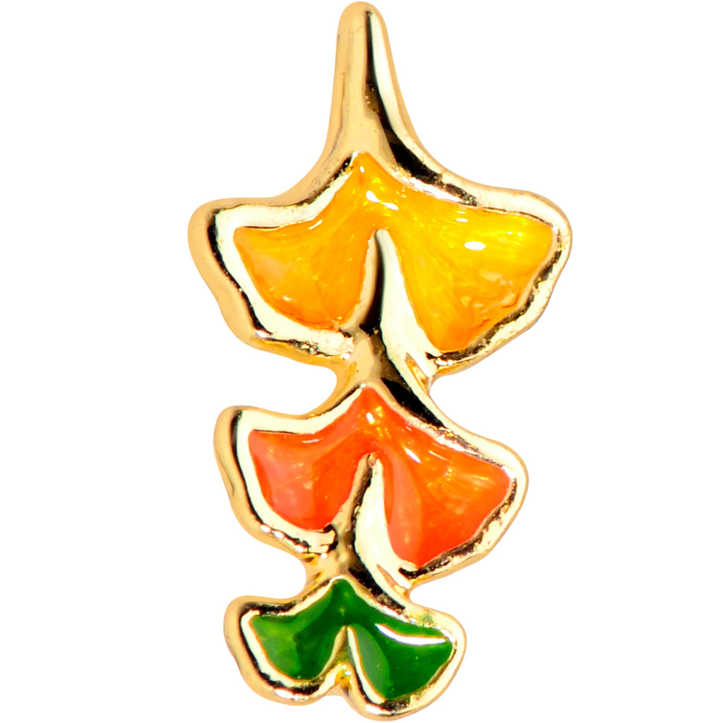 BodyCandy 16G 5/16 Gold Tone Autumn Leaves Fall Labret Monroe Tragus — detail close-up