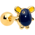 BodyCandy 16G 1/4 Gold Tone Black Mouse Cartilage Tragus Earring — main product shot