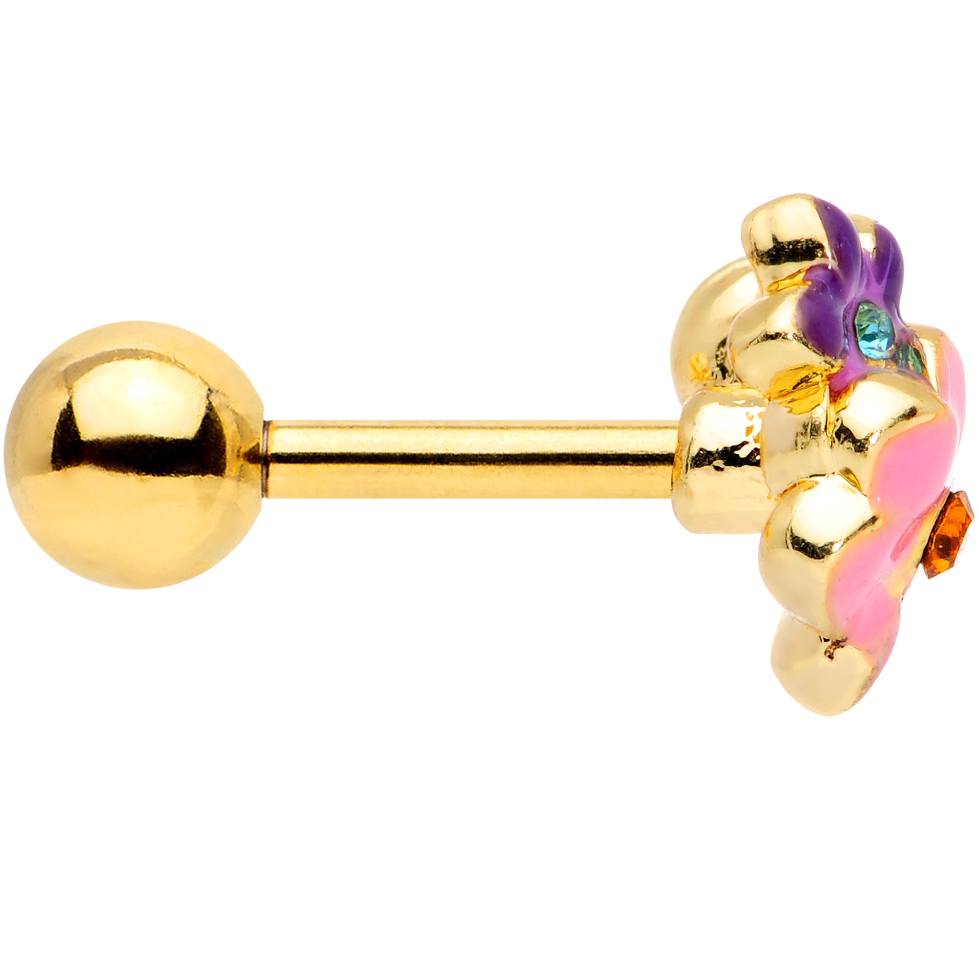 BodyCandy 16G 1/4 Red Blue Gem Gold Tone Multi Flower Cartilage Tragus — lifestyle context