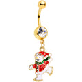 BodyCandy Clear Gem Gold Tone Ice Skating Snowman Christmas Dangle Belly Ring — main product shot
