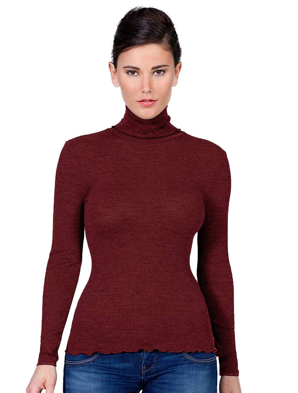 tittimitti EGi Luxury Wool Silk Turtleneck Long Sleeve Top. Proudly Made in Italy (1494) — lifestyle context
