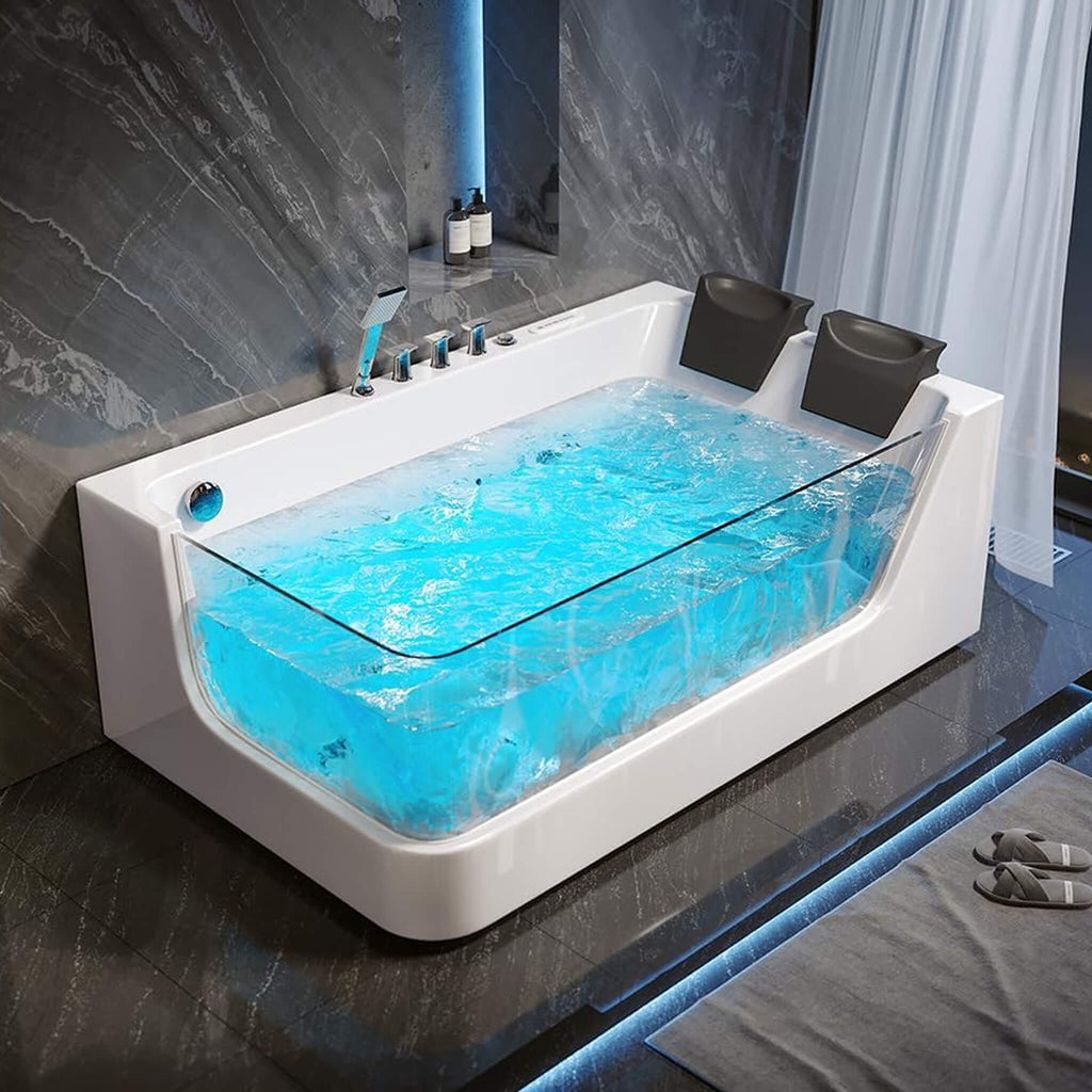 Nuvia Solstice 71-Inch Luxury 2-Person Acrylic Whirlpool Tub With LED Lights Jets And Faucet (SAK69173) – SAKSBY WHOLESALE