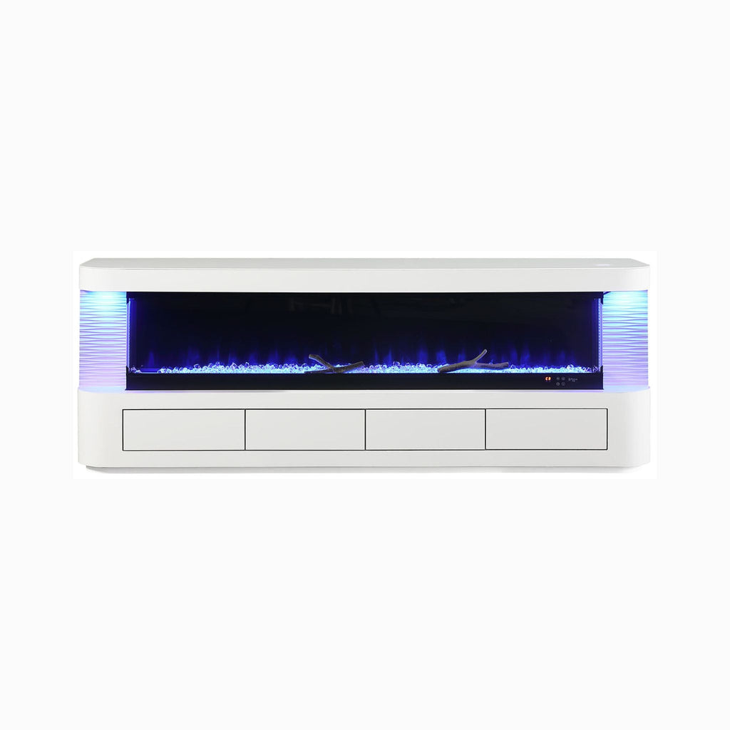 Nuvia 71-Inch Modern White Electric Fireplace TV Stand With 3-Level LED Brightness Setting [TV Stand Only] (SAK94120) – SAKSB