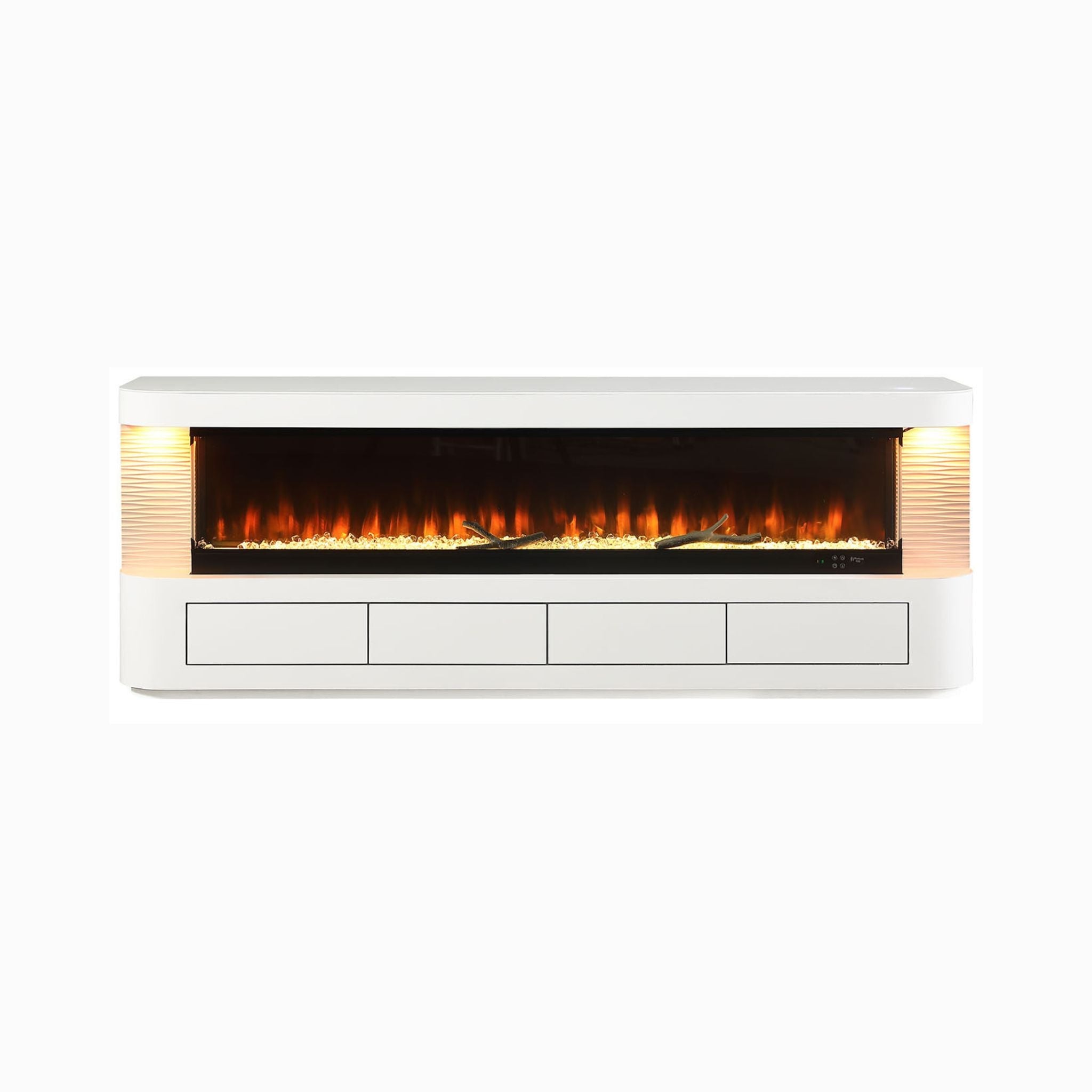 Nuvia 71-Inch Modern White Electric Fireplace TV Stand With 3-Level LED Brightness Setting [TV Stand Only] (SAK94120) – SAKSB