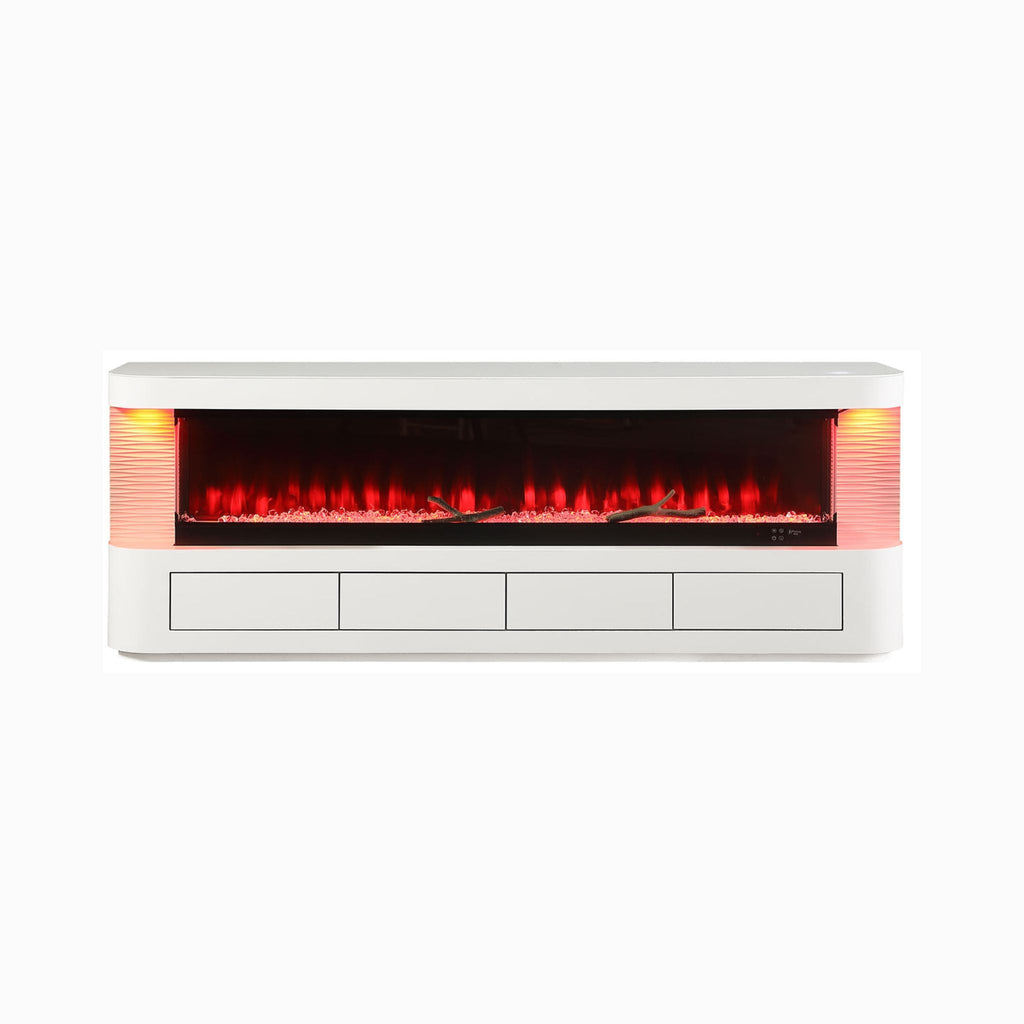 Nuvia 71-Inch Modern White Electric Fireplace TV Stand With 3-Level LED Brightness Setting [TV Stand Only] (SAK94120) – SAKSB
