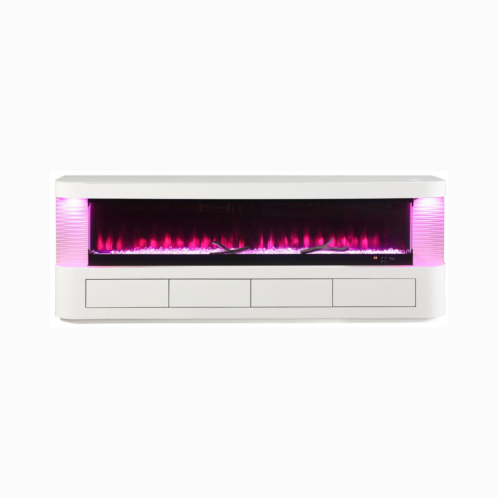 Nuvia 71-Inch Modern White Electric Fireplace TV Stand With 3-Level LED Brightness Setting [TV Stand Only] (SAK94120) – SAKSB