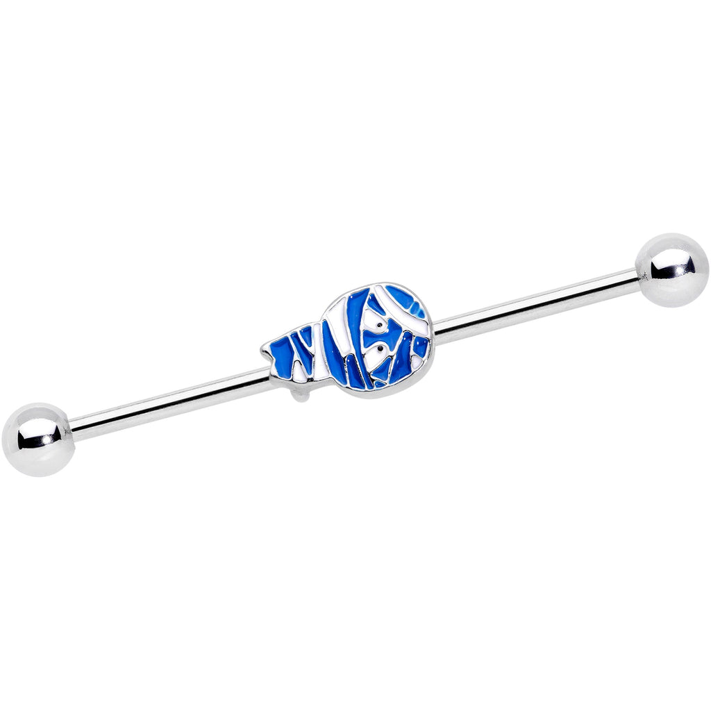 BodyCandy 14G Blue White Mummy Halloween Industrial Barbell 38mm — main product shot