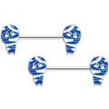 BodyCandy 14G 9/16 Blue White Mummy Halloween Barbell Nipple Ring Set — main product shot