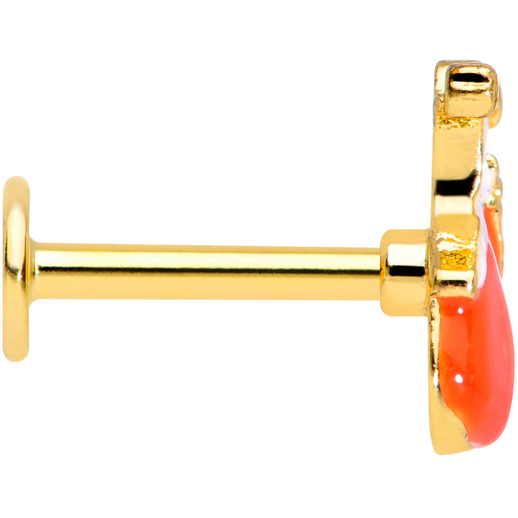 BodyCandy 16G 5/16 Gold Tone Haunted Pumpkin Halloween Labret Monroe Tragus — side view
