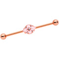 BodyCandy 14G Clear Gem Rose Gold Tone Pink Cross Industrial Barbell 38mm — main product shot