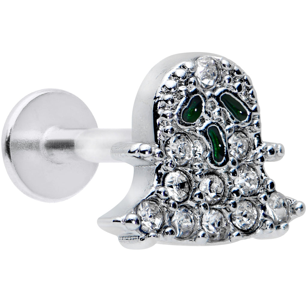 BodyCandy 16G 1/4 Clear Gem Scary Ghost Halloween Labret Monroe Tragus — main product shot