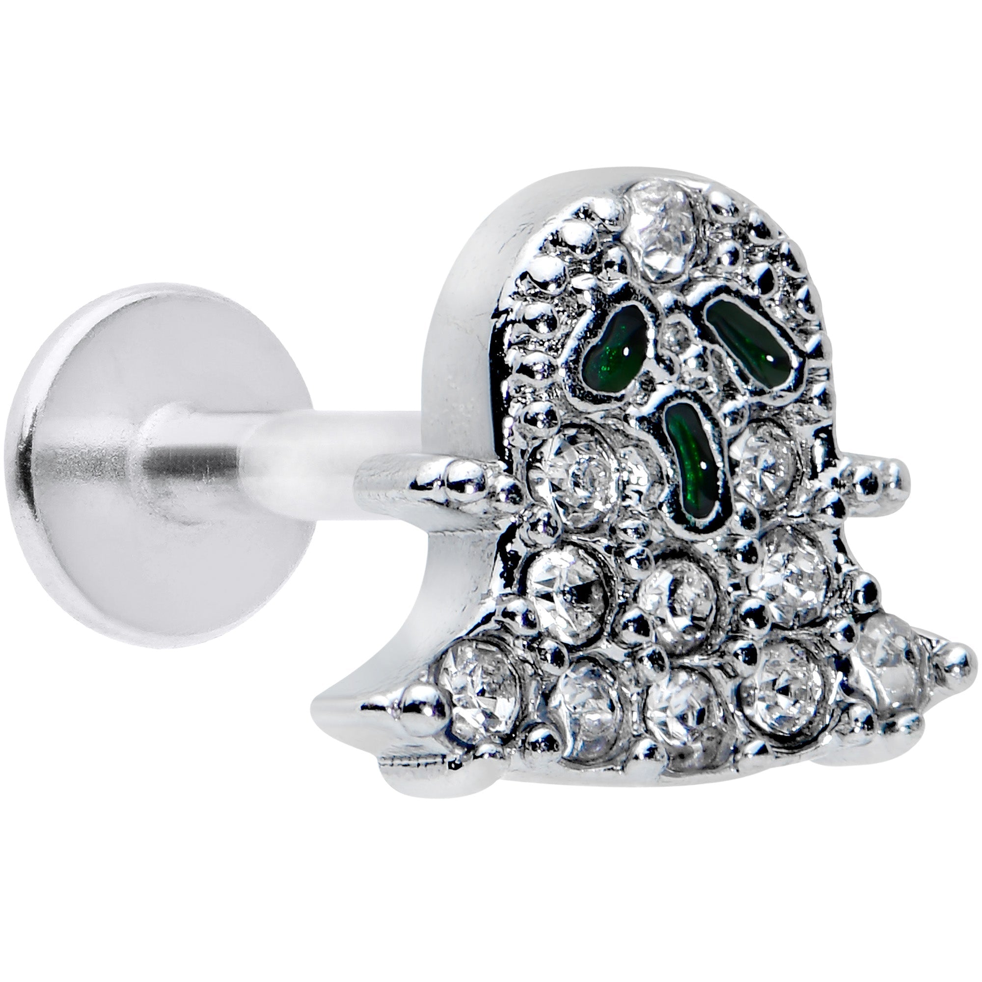 BodyCandy 16G 1/4 Clear Gem Scary Ghost Halloween Labret Monroe Tragus — main product shot