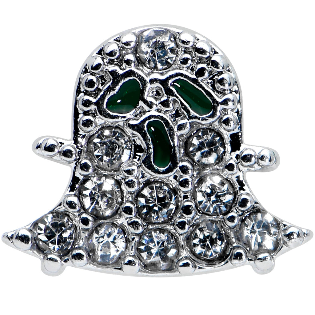BodyCandy 16G 1/4 Clear Gem Scary Ghost Halloween Labret Monroe Tragus — detail close-up