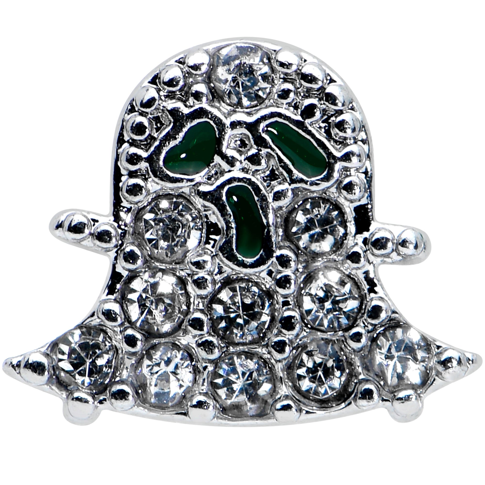 BodyCandy 16G 1/4 Clear Gem Scary Ghost Halloween Labret Monroe Tragus — detail close-up