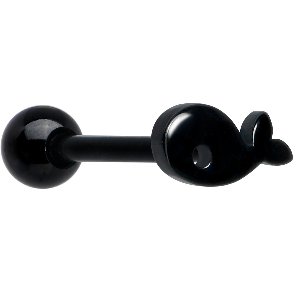 BodyCandy Black Cheery Nautical Whale Barbell Tongue Ring — main product shot