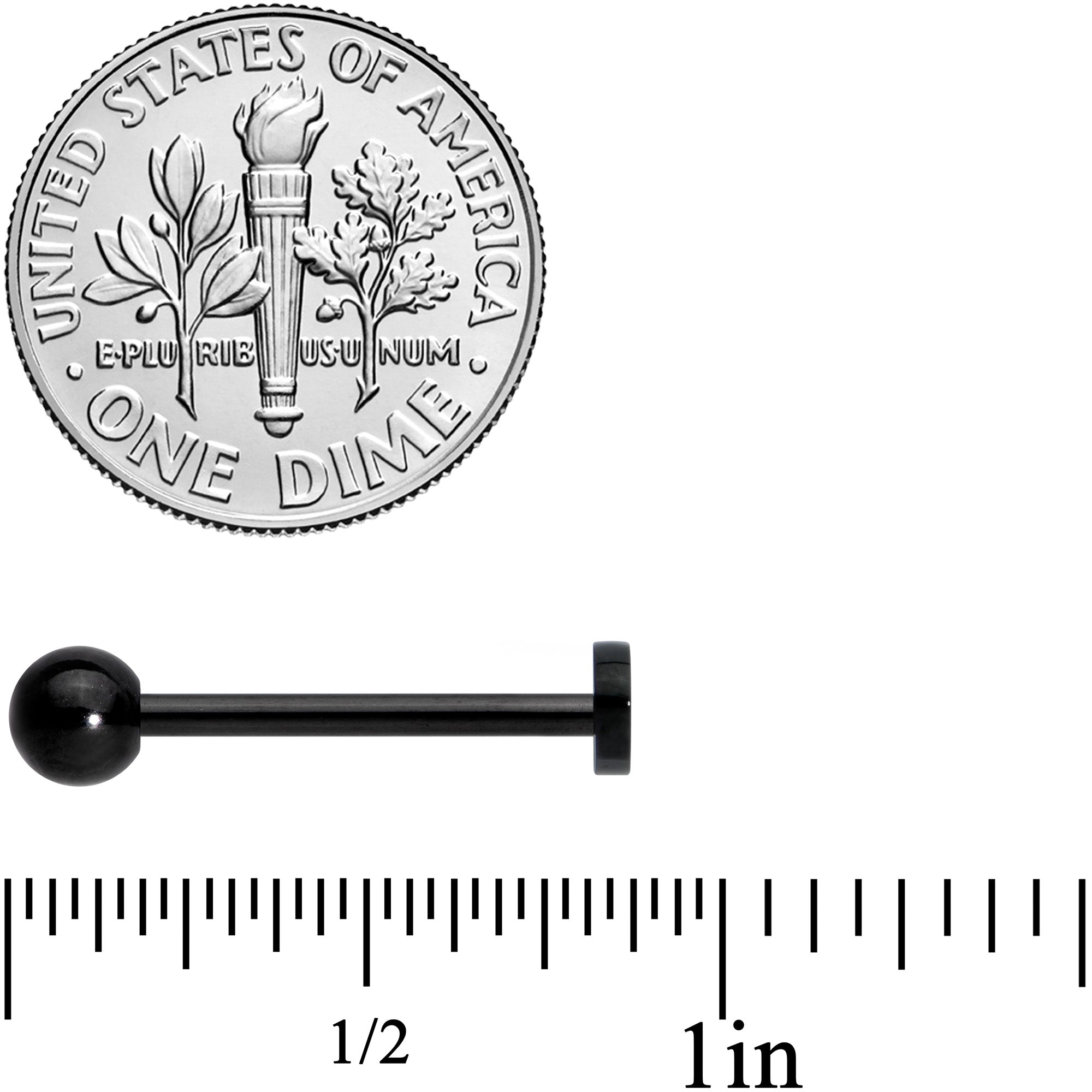 BodyCandy Black Cheery Nautical Whale Barbell Tongue Ring — side view