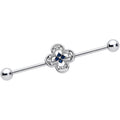 BodyCandy 14G Blue Gem Stylized Deco Cross Industrial Barbell 38mm — main product shot
