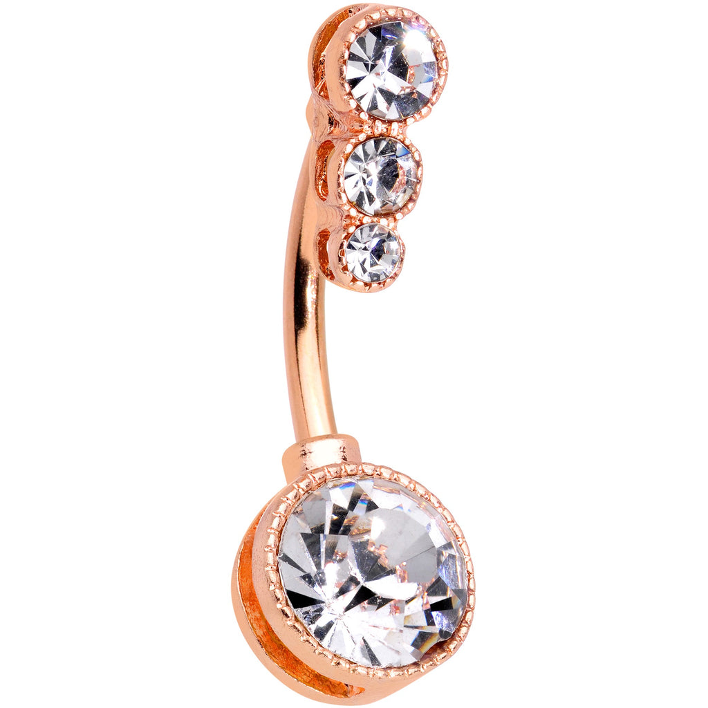 BodyCandy Clear CZ Gem Rose Gold Tone Elegance Belly Ring Set of 3 — lifestyle context