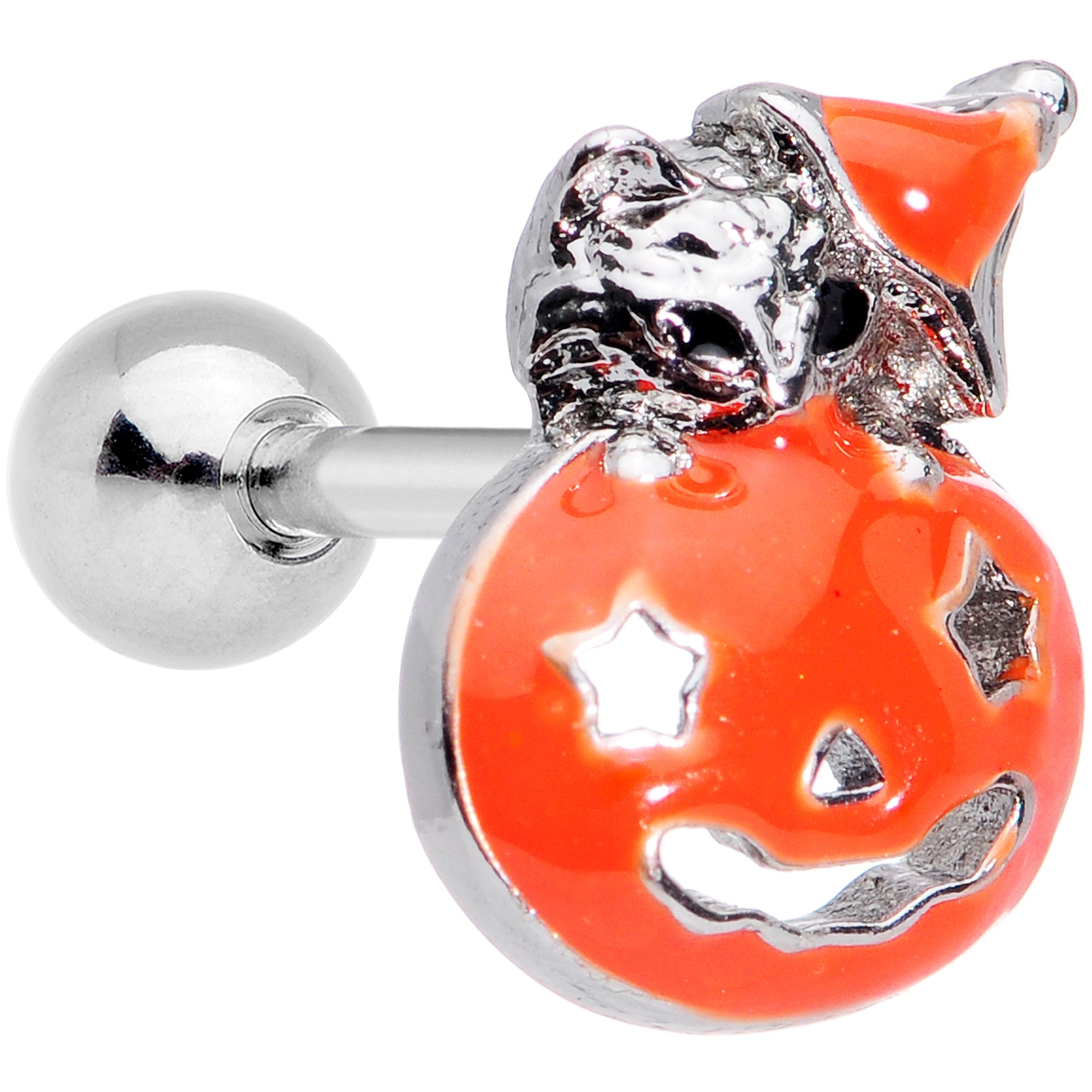 BodyCandy 16G 1/4 Cat Pumpkin Halloween Cartilage Tragus — main product shot