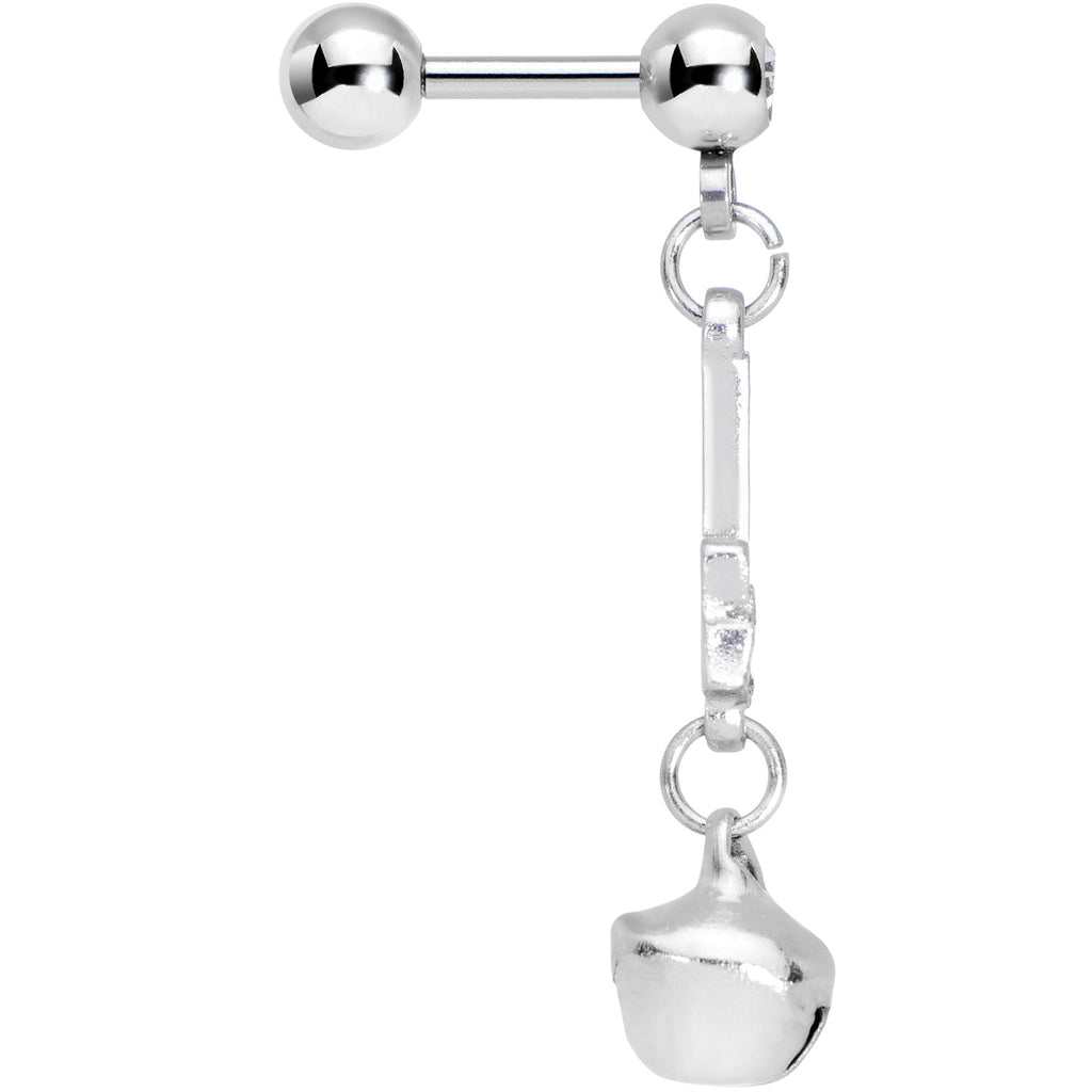 BodyCandy 16G 1/4 Clear Gem Candy Cane Christmas Dangle Cartilage Earring — detail close-up