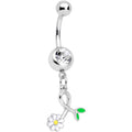 BodyCandy Clear Gem Daisy Curl Flower Dangle Belly Ring — main product shot