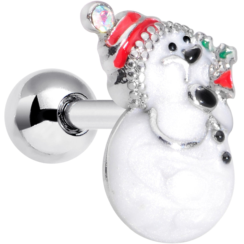 BodyCandy 16G 1/4 Aurora Gem Snowman Christmas Cartilage Tragus Earring — main product shot
