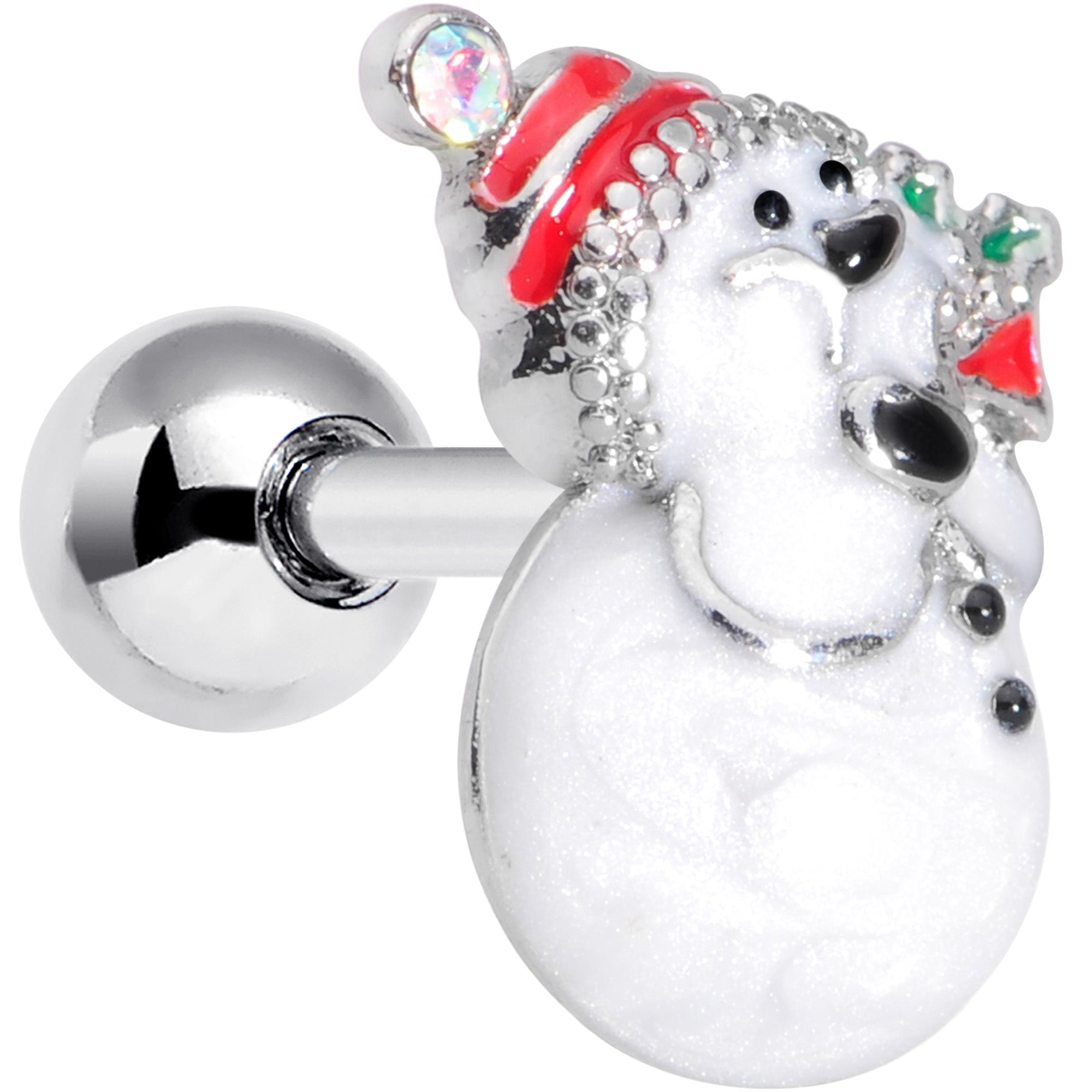 BodyCandy 16G 1/4 Aurora Gem Snowman Christmas Cartilage Tragus Earring — main product shot