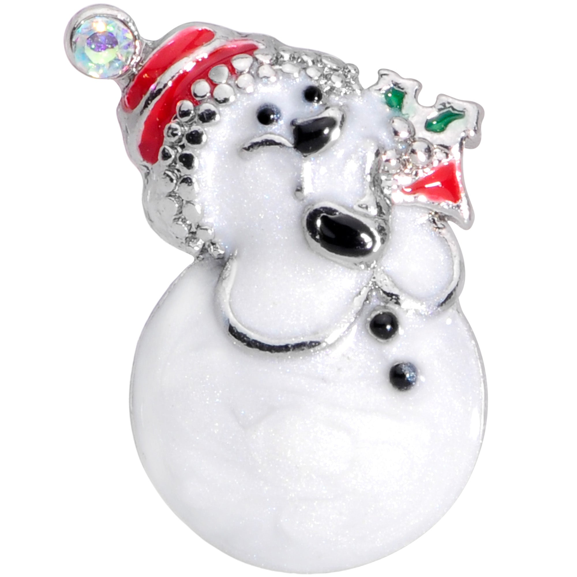 BodyCandy 16G 1/4 Aurora Gem Snowman Christmas Cartilage Tragus Earring — detail close-up