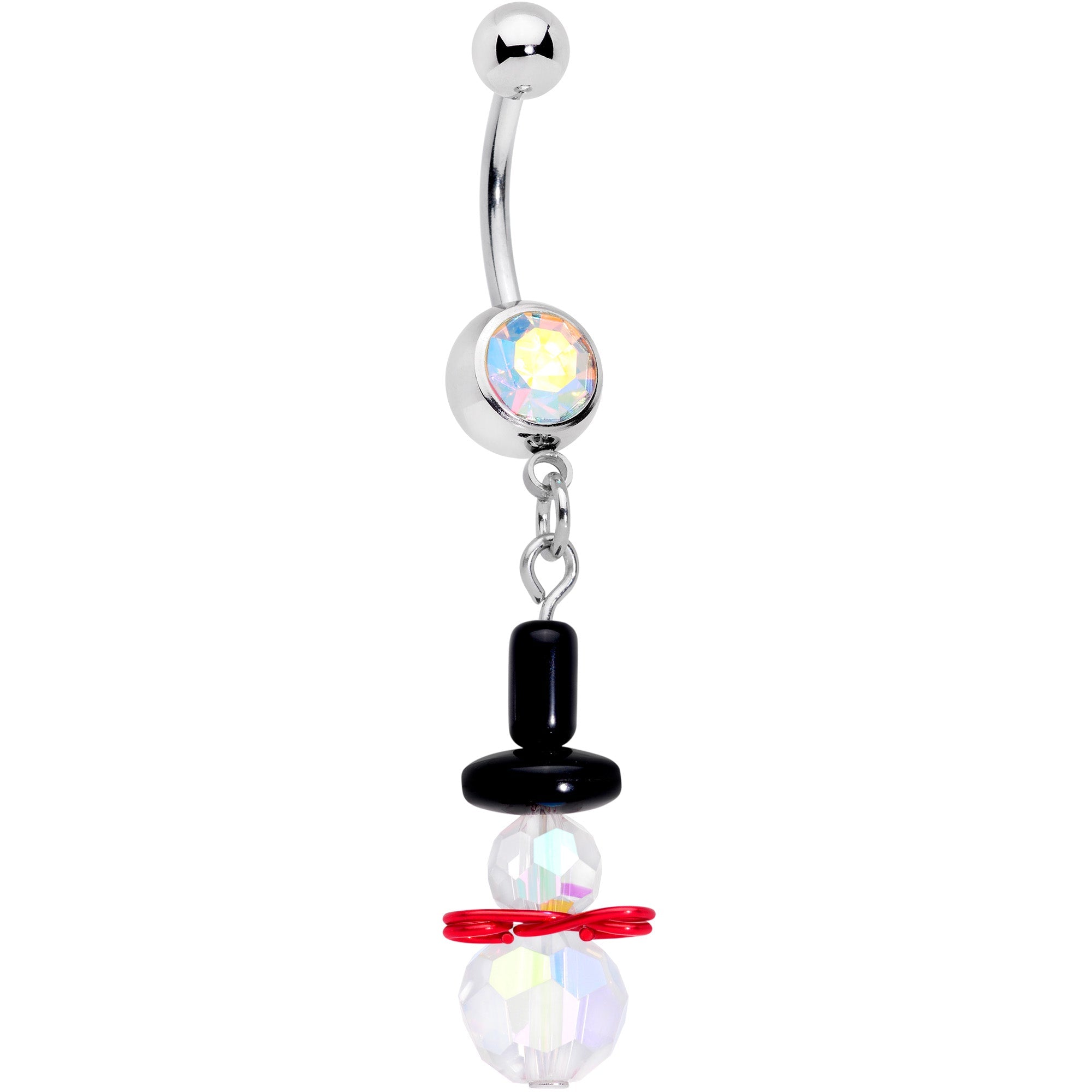 BodyCandy Aurora Gem Winter Snowman Christmas Dangle Belly Ring — main product shot