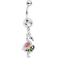 BodyCandy Clear Pink Gem Funky Flamingo Dangle Belly Ring — main product shot