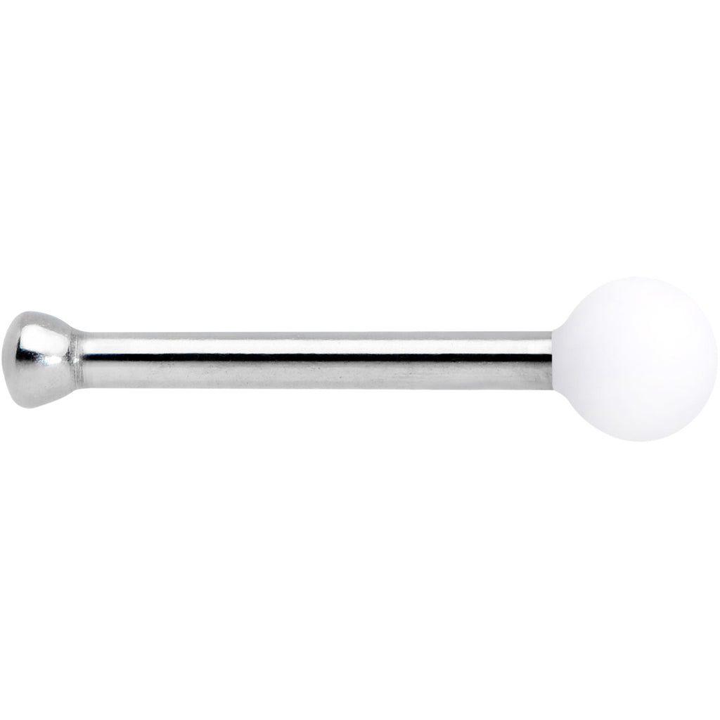 BodyCandy 20G 1/4 White Matte 2mm Nose Bone — detail close-up