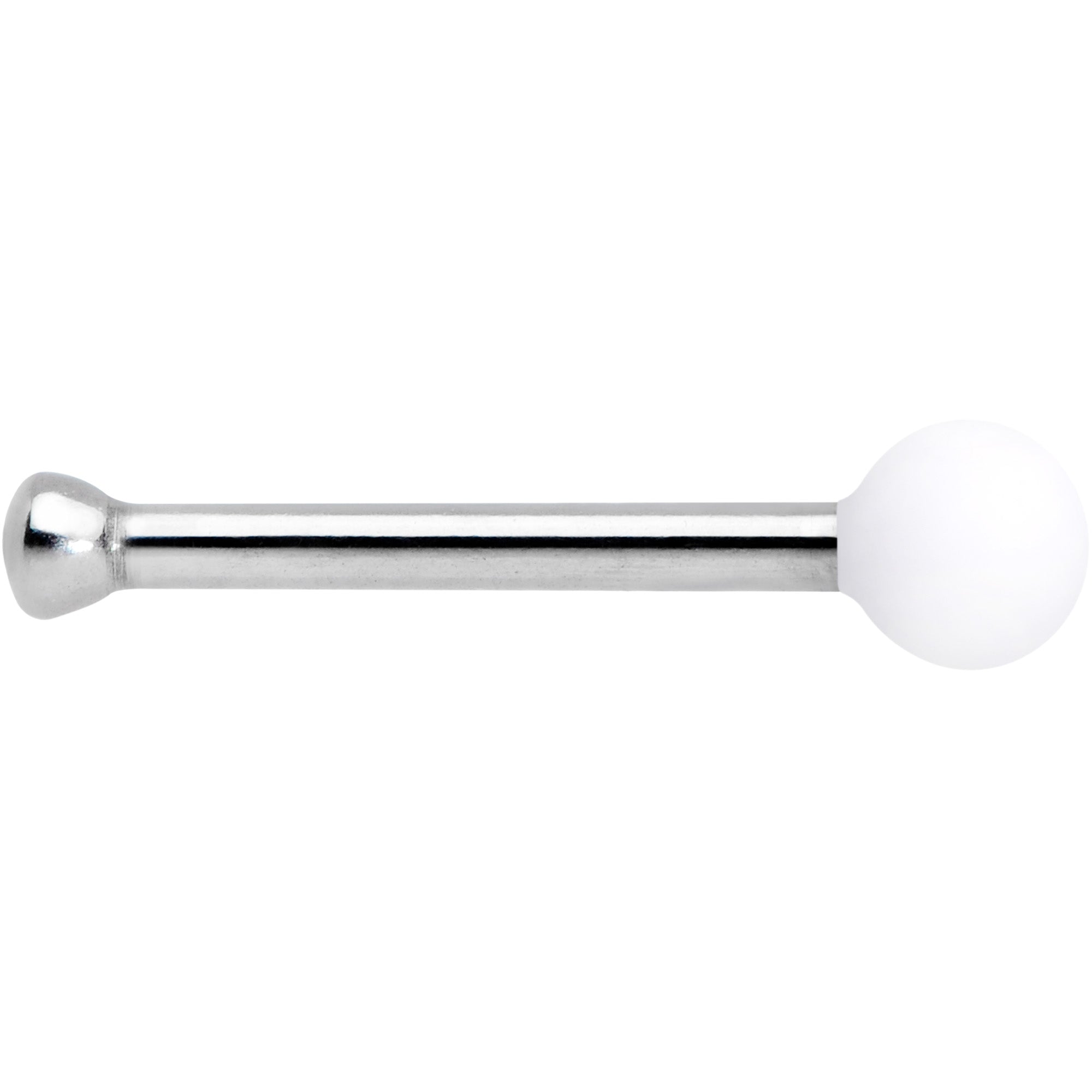 BodyCandy 20G 1/4 White Matte 2mm Nose Bone — detail close-up