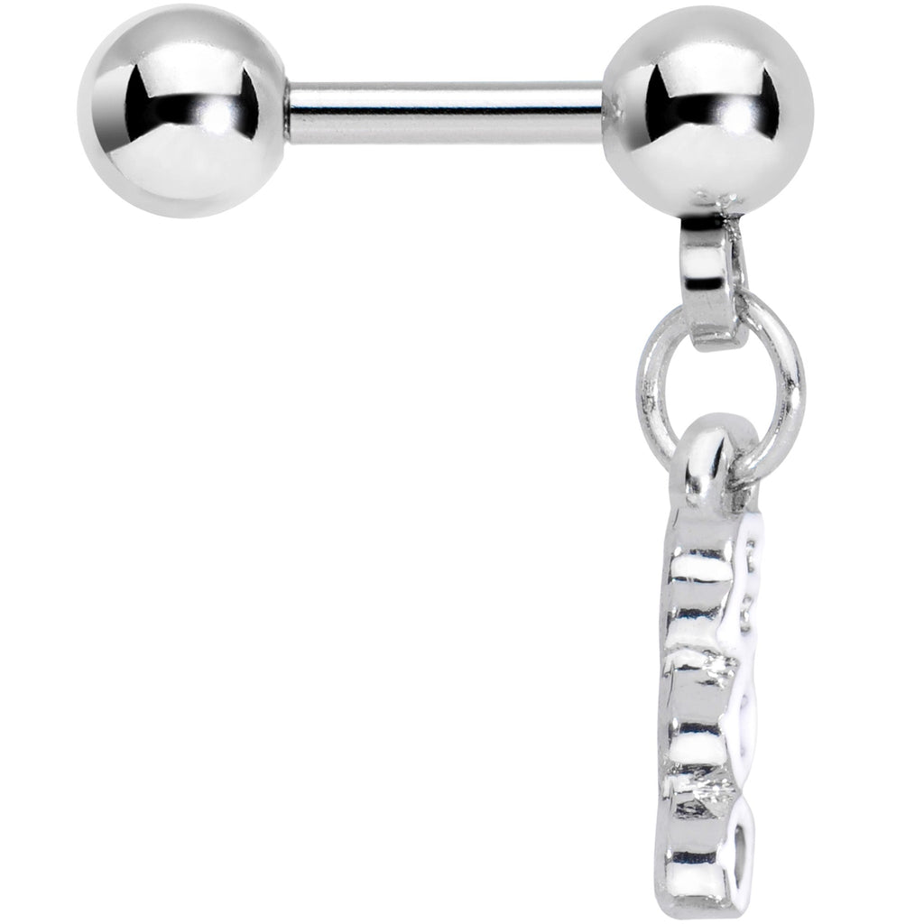 BodyCandy 16G 1/4 White Boo Halloween Dangle Cartilage Tragus Earring — detail close-up