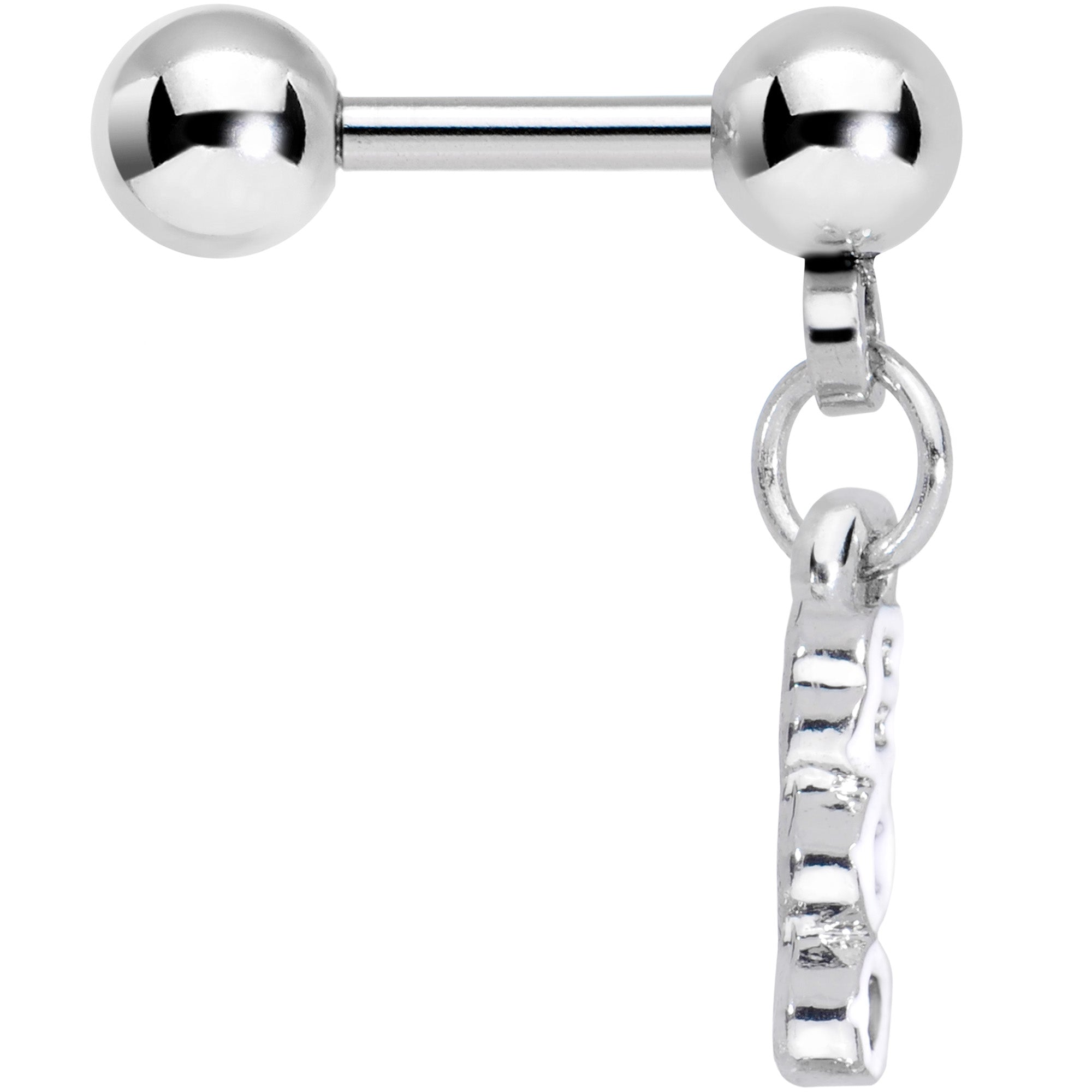 BodyCandy 16G 1/4 White Boo Halloween Dangle Cartilage Tragus Earring — detail close-up