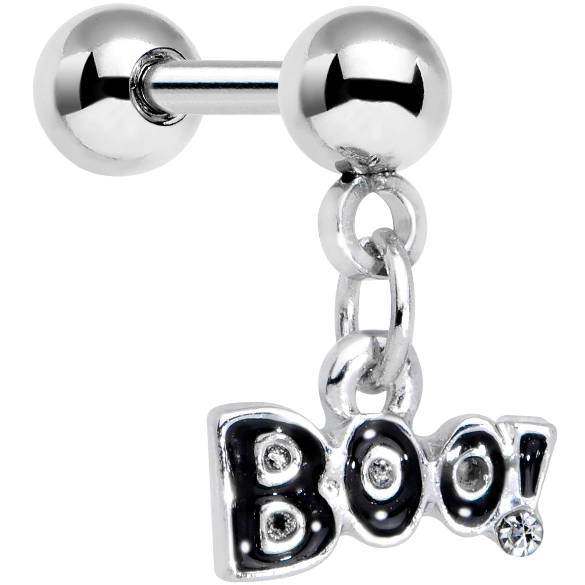 BodyCandy 16G 1/4 Clear Gem Boo Halloween Dangle Cartilage Tragus Earring — main product shot
