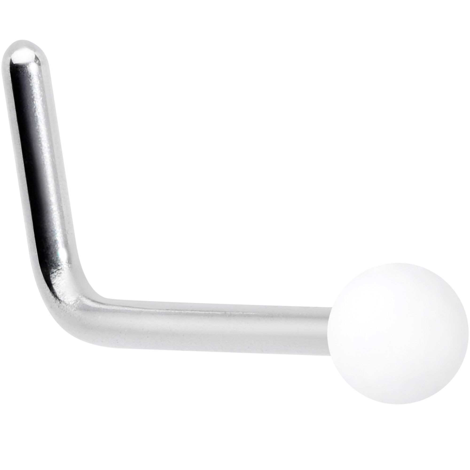 BodyCandy 20G 7mm White Matte 2mm L Shaped Nose Ring — main product shot