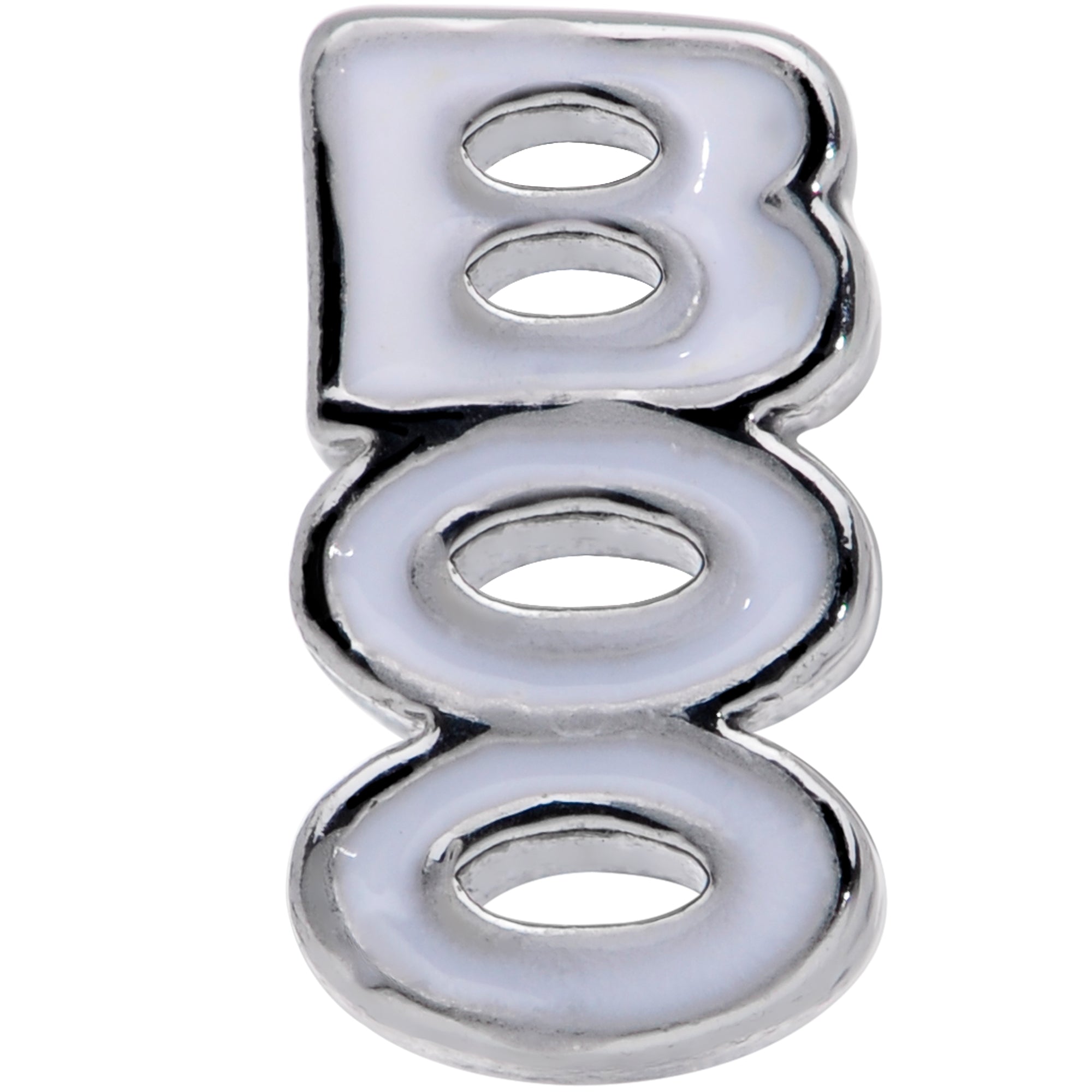 BodyCandy 16G 1/4 White Boo Halloween Cartilage Tragus Earring — detail close-up