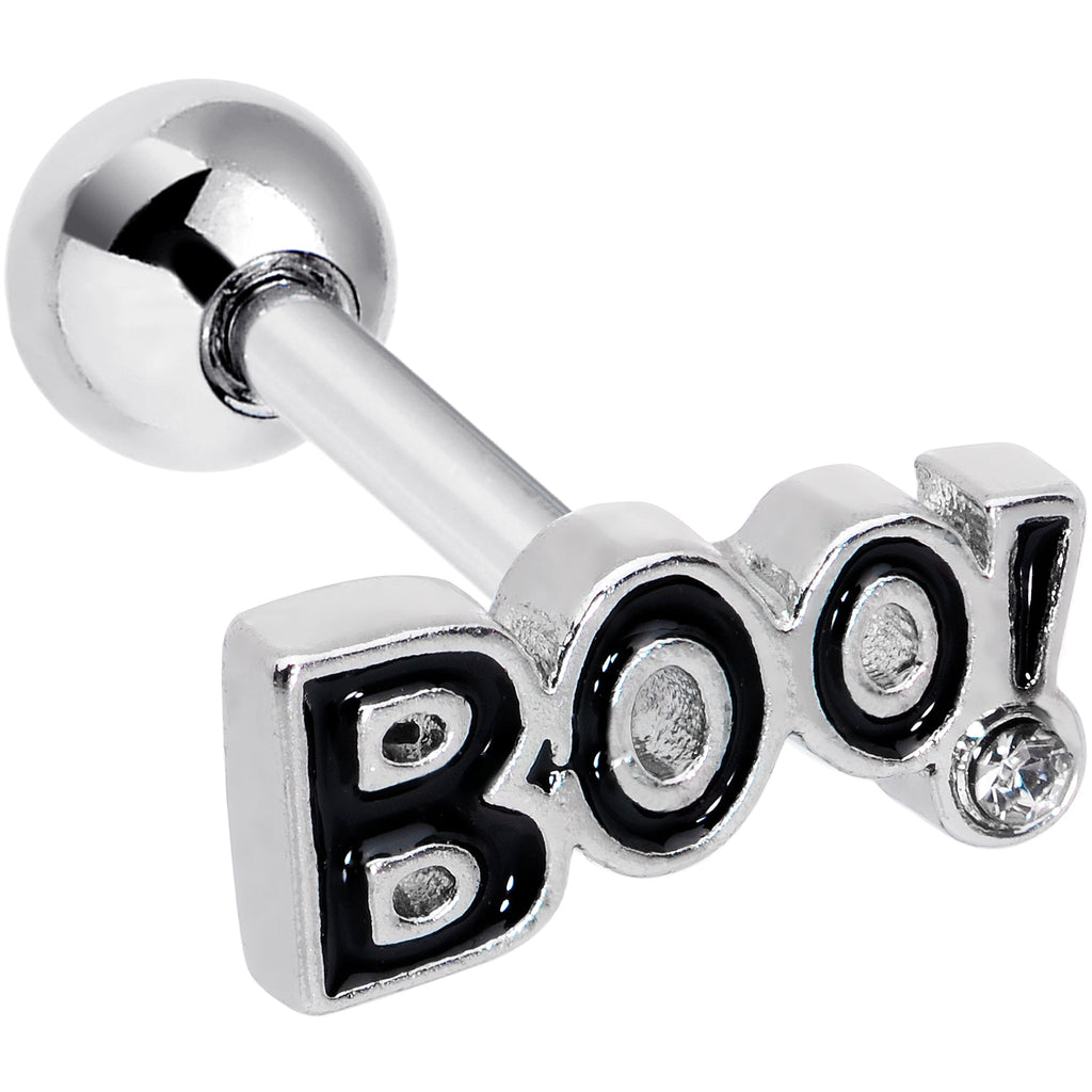 BodyCandy 16G 1/4 Clear Gem Black Boo Halloween Cartilage Tragus Earring — main product shot