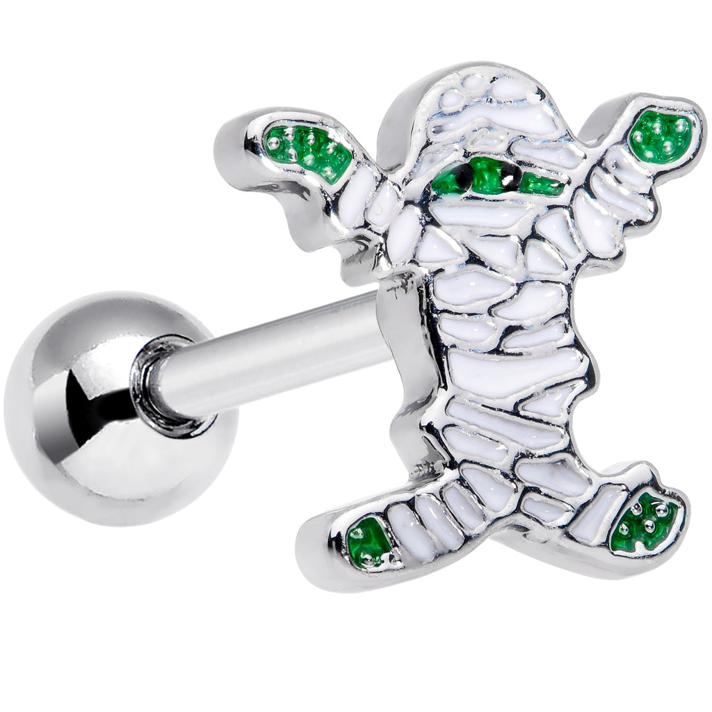 BodyCandy 16G 1/4 Green White Mummy Halloween Cartilage Tragus Earring — main product shot