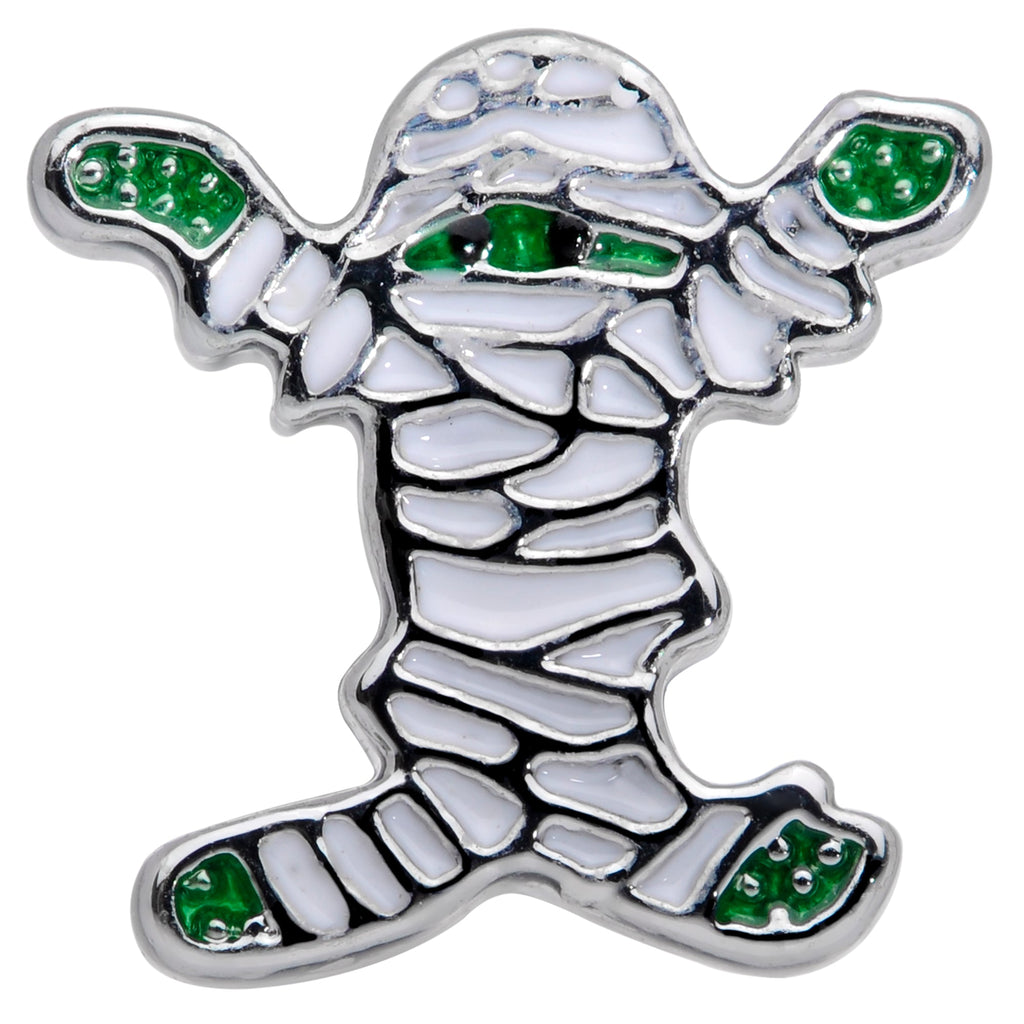 BodyCandy 16G 1/4 Green White Mummy Halloween Cartilage Tragus Earring — detail close-up