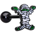 BodyCandy 16G 1/4 Black Plated Green White Mummy Halloween Cartilage Tragus — main product shot