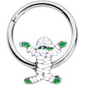 BodyCandy 16G 3/8 White Green Mummy Halloween Hinged Segment Ring — main product shot