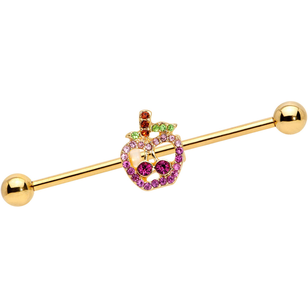 BodyCandy 14G Pink Purple Gem Gold Hue Apple Cherry Industrial Barbell 38mm — main product shot