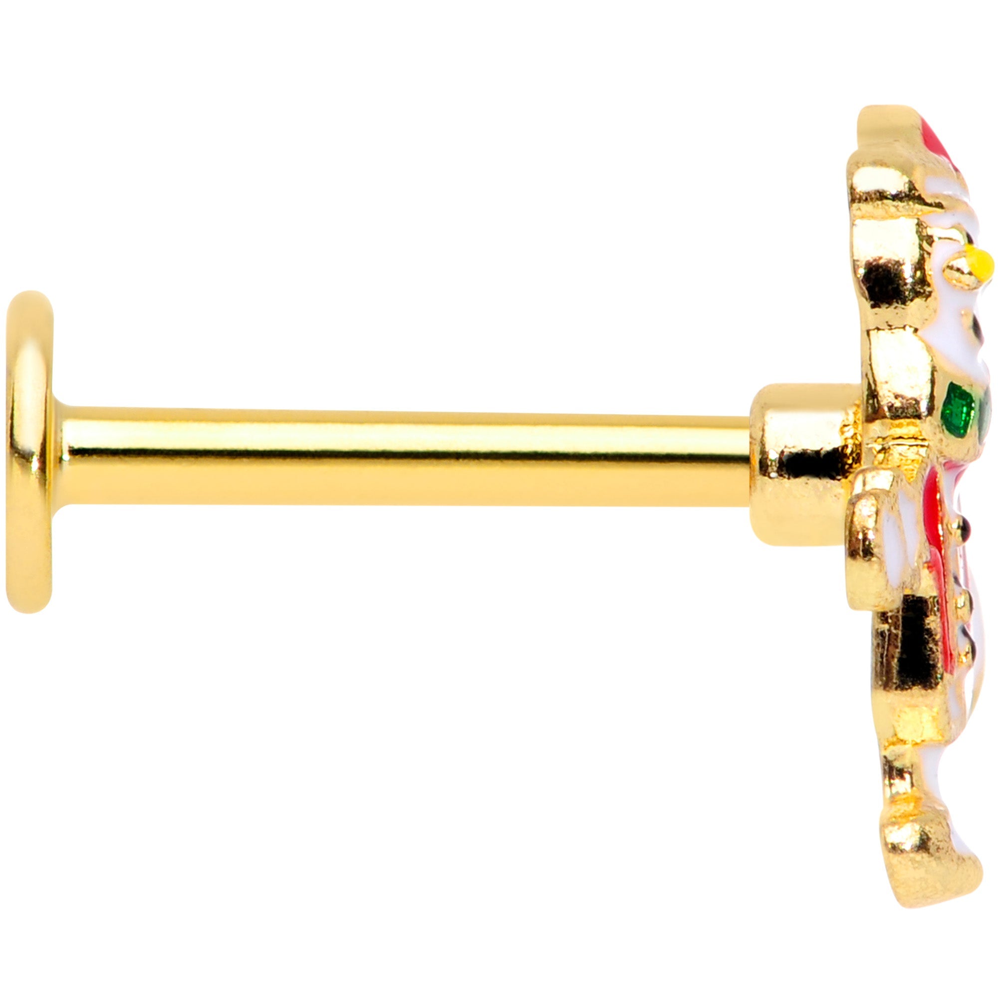 BodyCandy 16G 5/16 Gold Tone Skating Snowman Christmas Labret Monroe Tragus — lifestyle context