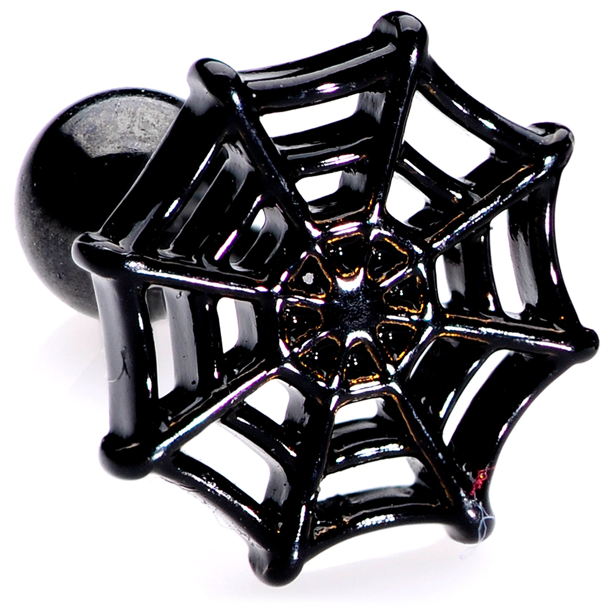 BodyCandy 16G 1/4 Black Red Gem Spider Halloween Cartilage Tragus Set of 3 — side view