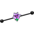 BodyCandy 14G Clear Gem Black Iris Flower Industrial Barbell 38mm — main product shot