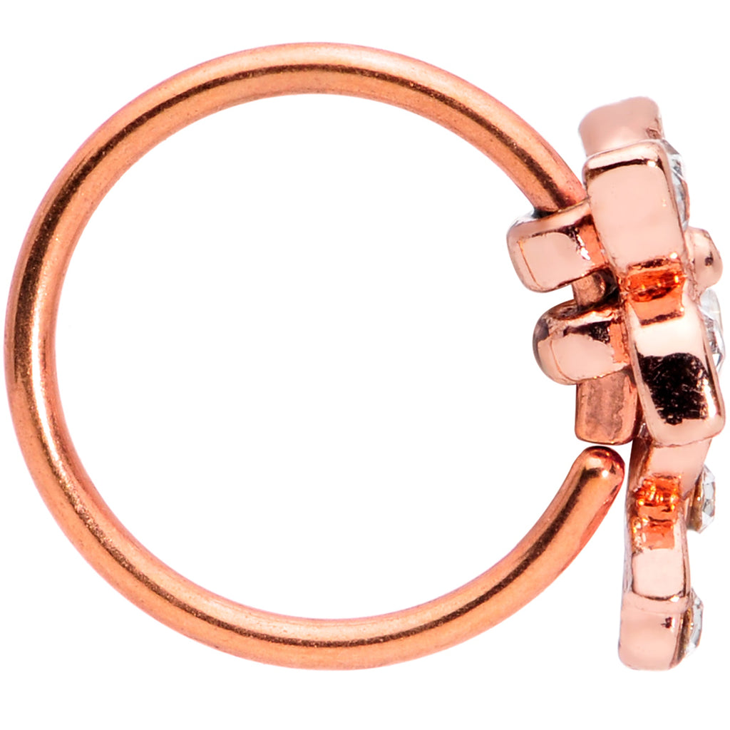 BodyCandy 20G 5/16 Clear Gem Rose Gold Tone Glam Butterfly Flower Nose Hoop — lifestyle context