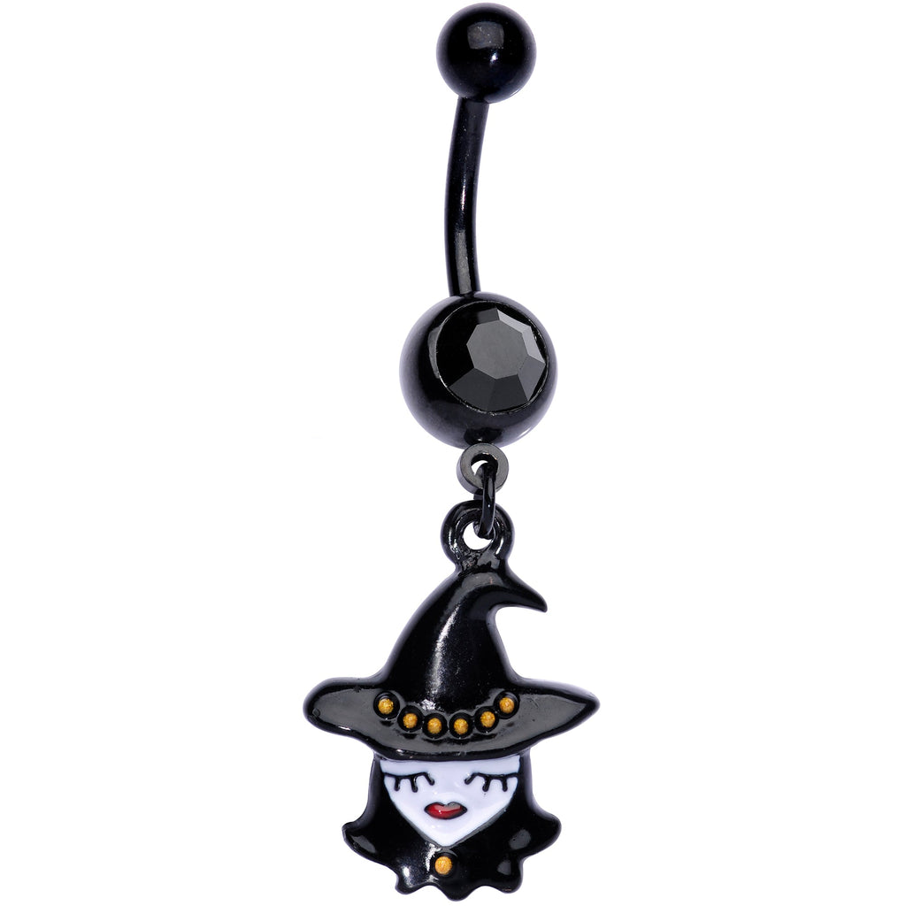 BodyCandy Black Gem Black Pretty Goth Witch Halloween Dangle Belly Ring — main product shot